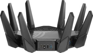 Рутер Asus Gaming Wireless Router,ROG Rapture GT-AX11000 Pro, AX11000, Tri-Band, Quad-Core 2.0GHz CPU, 256MB/1GB Flash/RAM, 10G port, AiProtection Pro, Adaptive QoS, VPN Fusion, IPTV, OFDMA, MU-MIMO, Beamforming, Link Aggregation, Port forwarding, AiMesh,