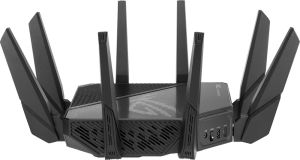 Рутер Asus Gaming Wireless Router,ROG Rapture GT-AX11000 Pro, AX11000, Tri-Band, Quad-Core 2.0GHz CPU, 256MB/1GB Flash/RAM, 10G port, AiProtection Pro, Adaptive QoS, VPN Fusion, IPTV, OFDMA, MU-MIMO, Beamforming, Link Aggregation, Port forwarding, AiMesh,